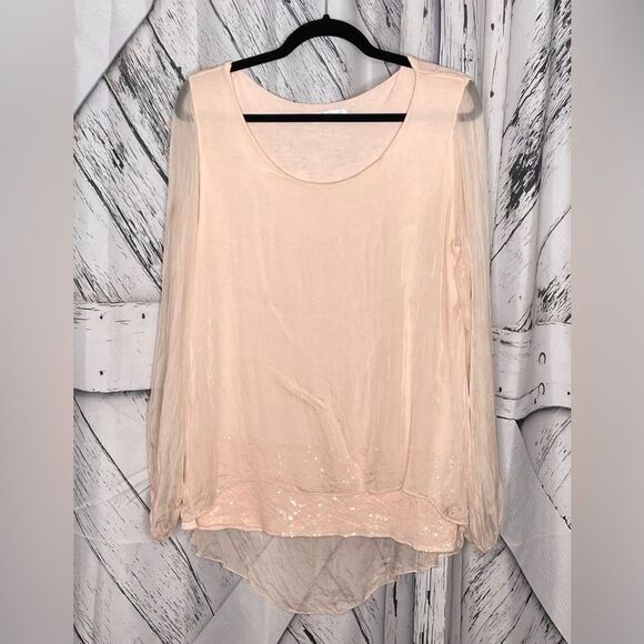 Dolce Ragazza Silk Layered Blouse Sequin Trim S - Picture 1 of 6